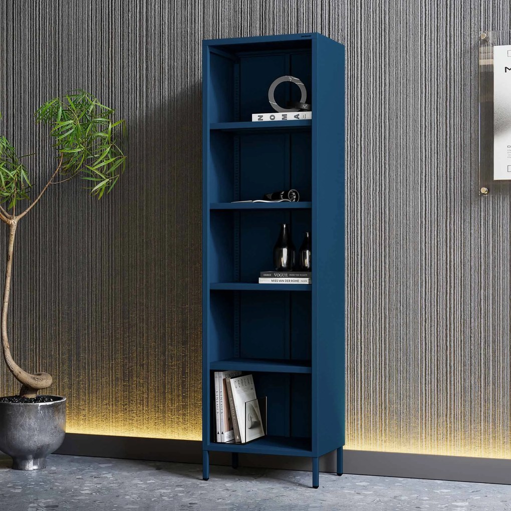 Regał na książki MARIO, 500 x 1800 x 350 mm, Modern: granatowy