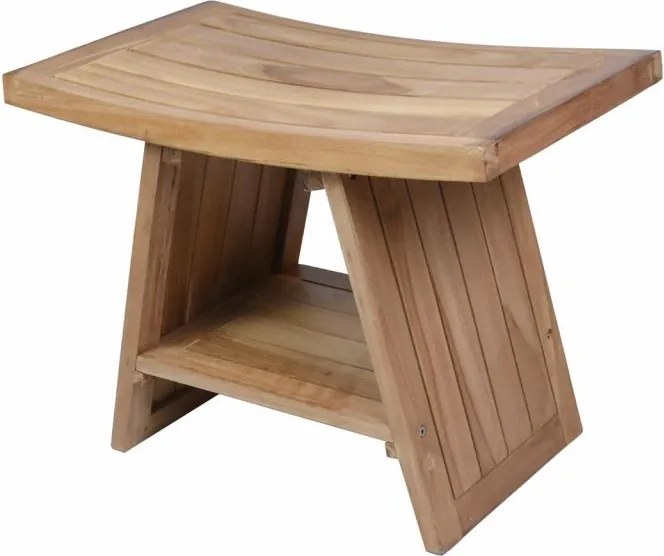 Stołek DIVERO, drewno tekowe, 60 x 35 x 45 cm