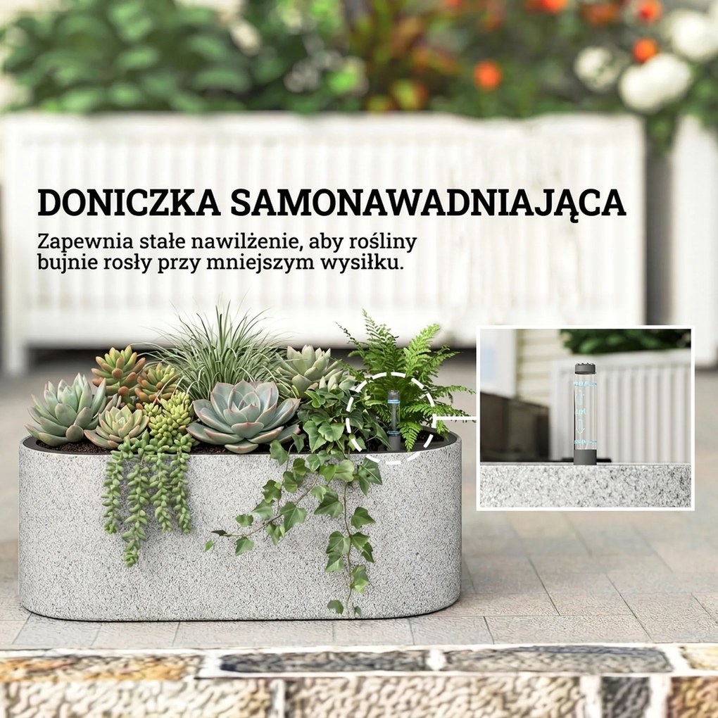 Outsunny Zestaw 2 Donic Wiszących z Systemem Drenażu i Haczykami 42 x 16 x 15 cm Jasnoszary | Aosom PL
