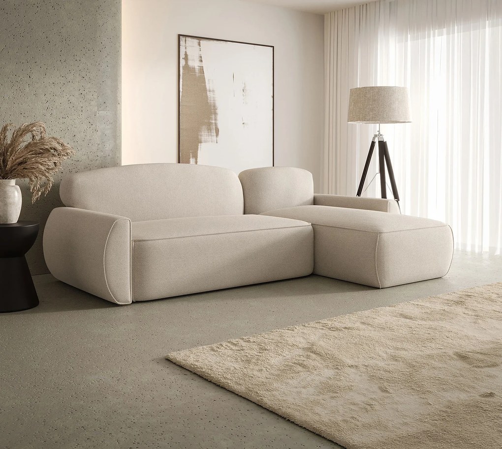 Beżowy narożnik rozkładany z pojemnikiem H6-W33