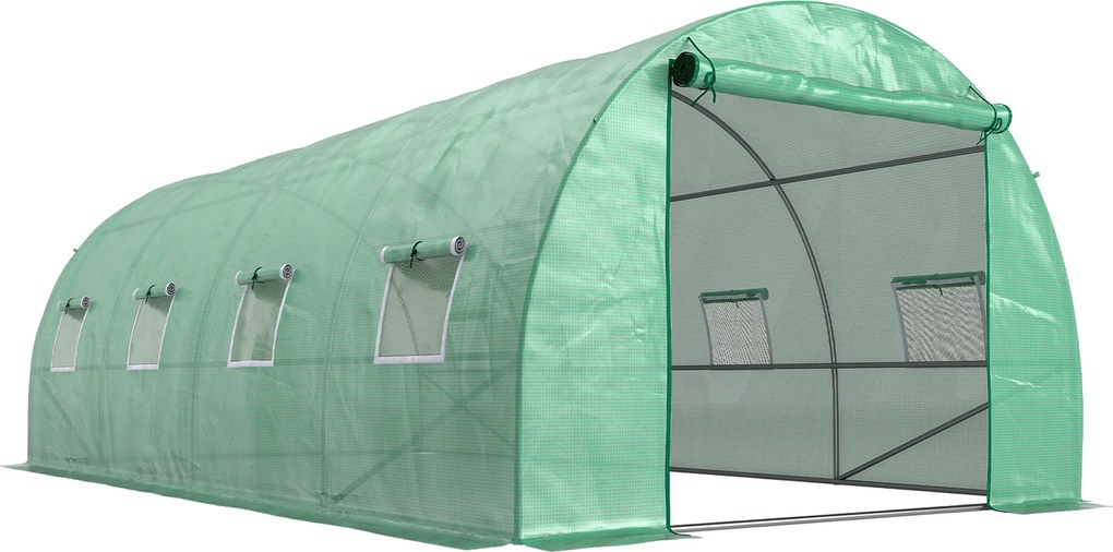 Outsunny Szklarnia Foliowa, Spacerowa Szklarnia, Tunel Foliowy, Szklarnia, Plastik, Stal, Zielona