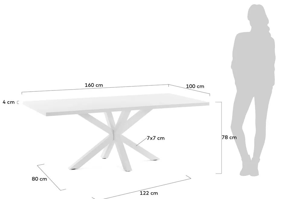 Biały stół Kave Home Arya, 160 x 100 cm