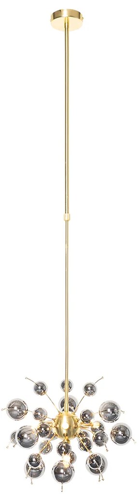 Designerska lampa wisząca mosiądz z dymionym szkłem 4-światła - ExplodeDesignerski Oswietlenie wewnetrzne