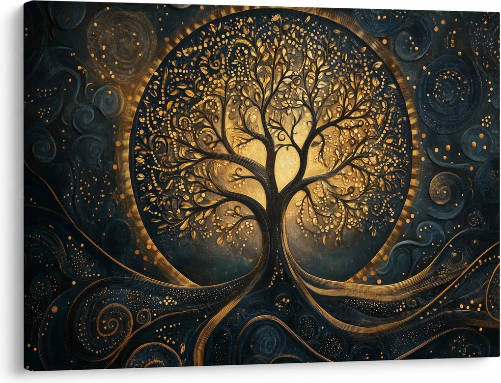 Obraz – Drzewo ze złotą aurą (70x50 cm)