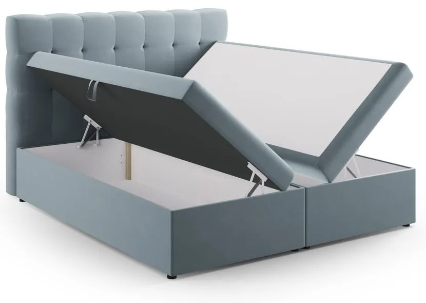 Jasnoniebieskie łóżko boxspring ze schowkiem 180x200 cm Bali – Cosmopolitan Design