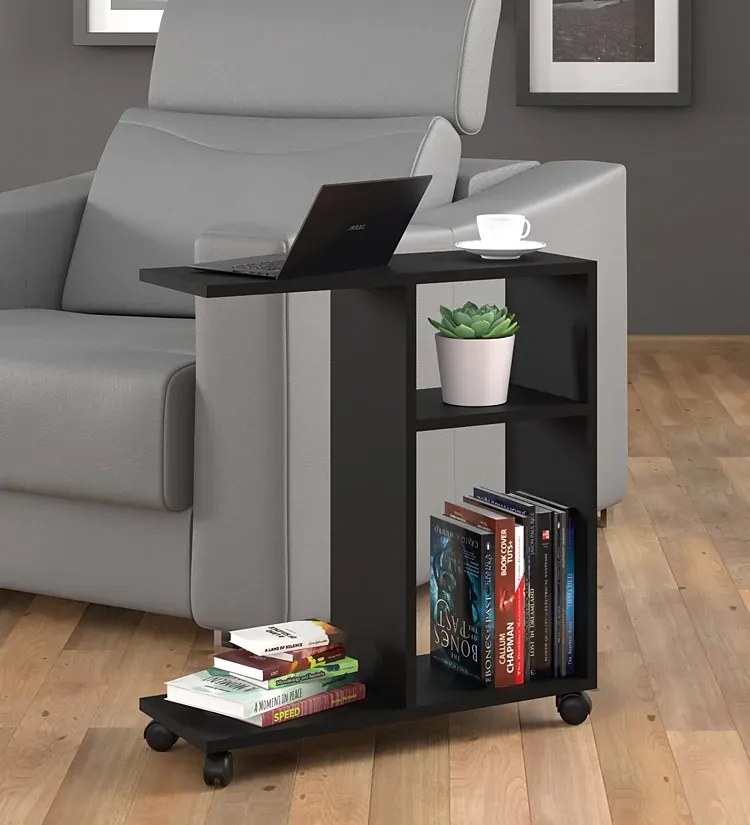 Czarny mobilny stolik pomocniczy L0-B77