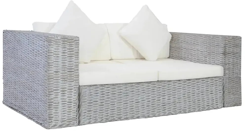 Szara 2-osobowa sofa z rattanu W1-F16