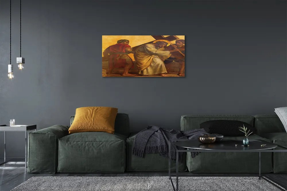 Zdjęcie na płótnie Jezus na Krzyżu i Ludzie