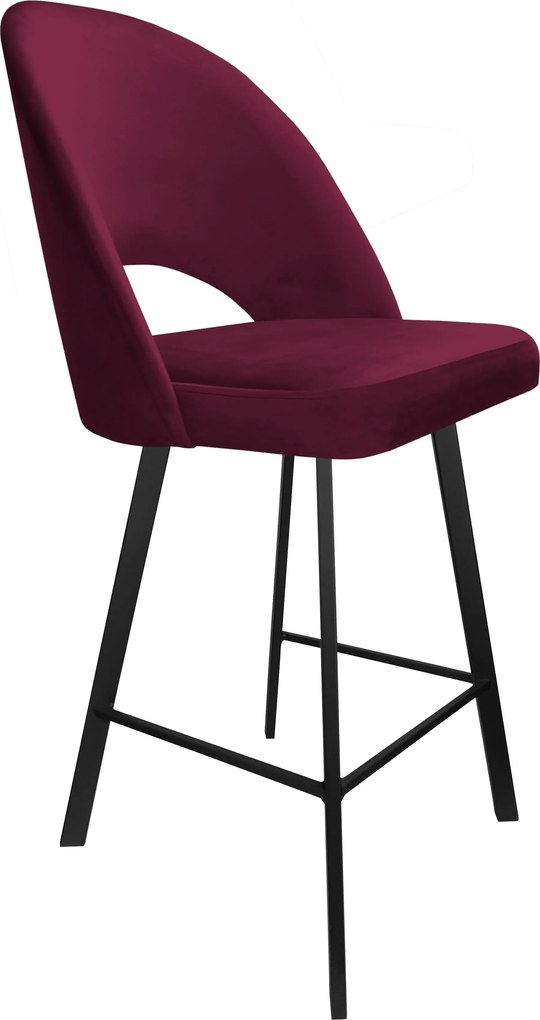 Hoker POLO krzesło barowe tkanina Welur podstawa metalowa hoker do kuchni : Kolor nogi - Czarna profil, Kolor tkaniny - VELVET - MG02, Typ siedziska - Siedzisko stałe