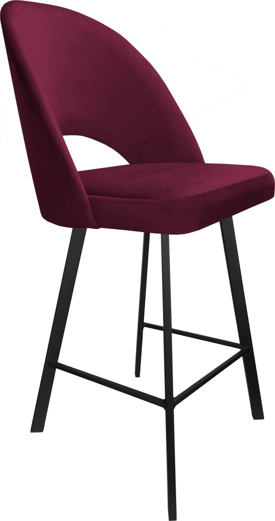 Hoker POLO krzesło barowe tkanina Welur podstawa metalowa : Kolor nogi - Czarna profil, Kolor tkaniny - VELVET - MG02, Typ siedziska - Siedzisko stałe