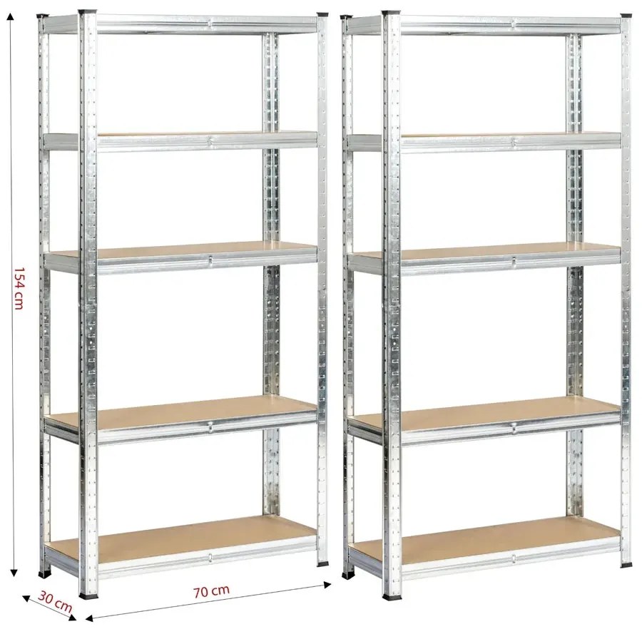 Komplet 2 srebrnych regałów do piwnicy H6-H92