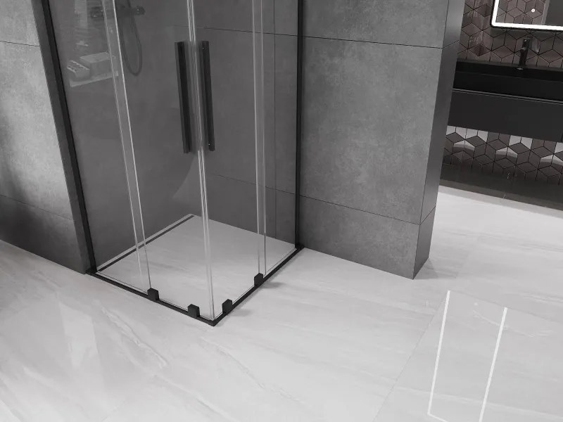 Mexen Velar L Duo kabina prysznicowa rozsuwana 80 x 80 cm, transparent, czarna - 871-080-080-02-03-70