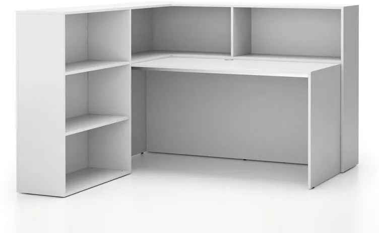 Zestaw biurowy narożny SEGMENT, lewy, biały/biały