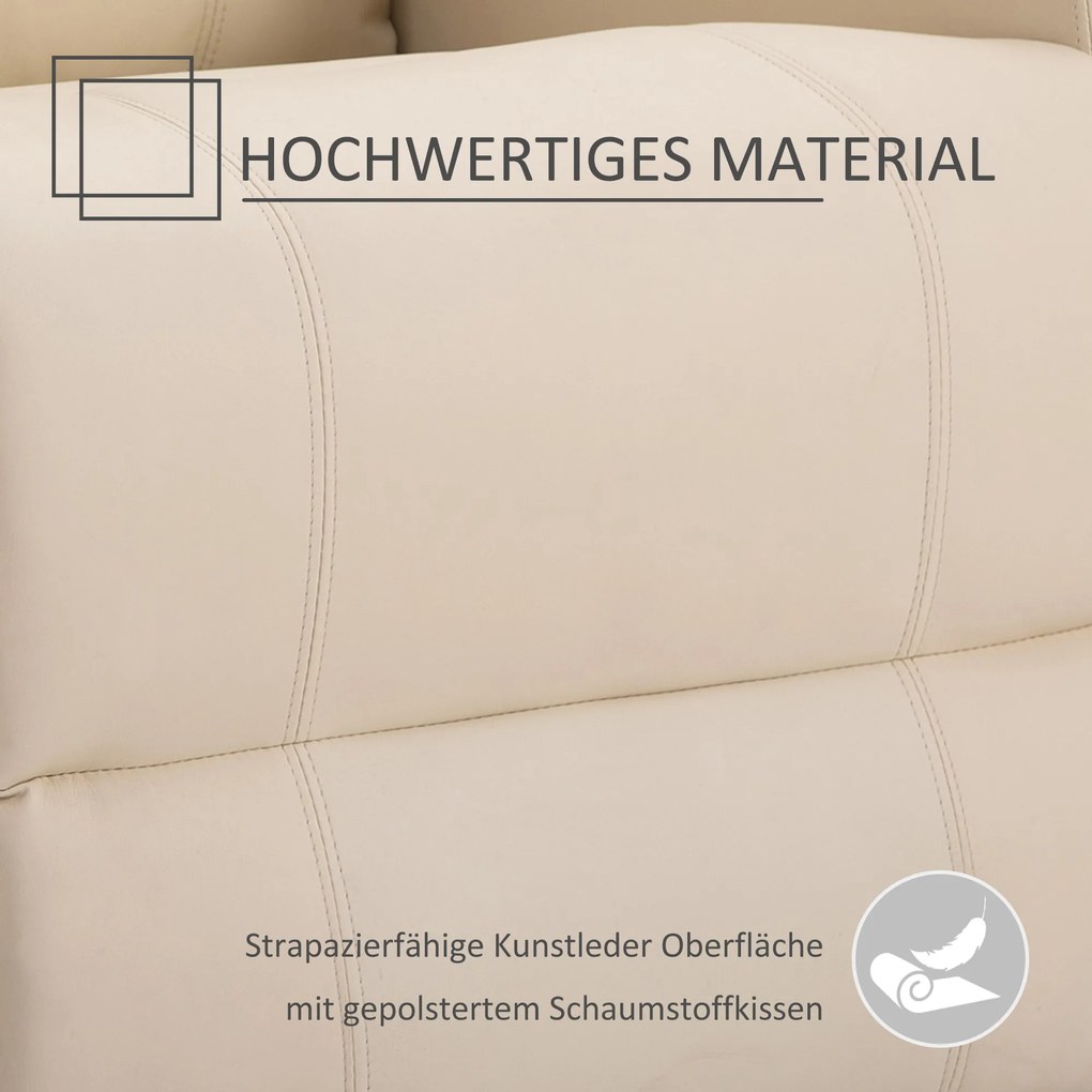 HOMCOM Fotel masujący z funkcją leżenia i relaksu skóra ekologiczna beżowy wygodny | Aosom PL