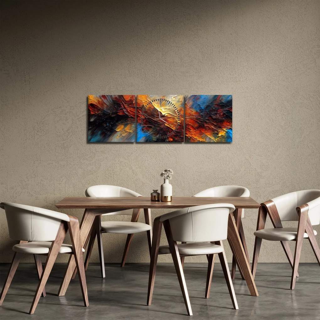 Obraz - Tekstura koloru (z zegarem) (90x30 cm)