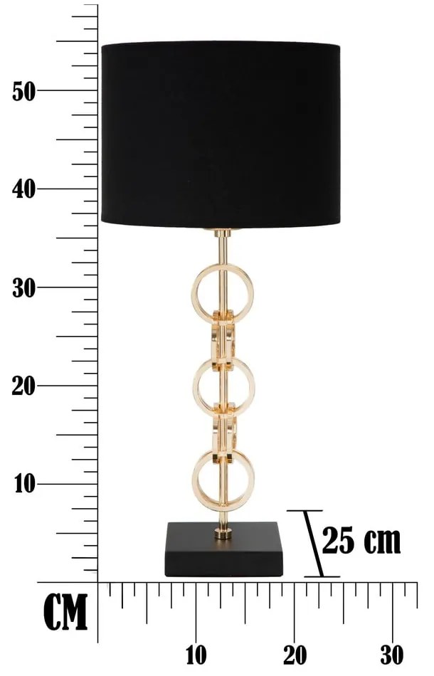 Lampa stołowa w kolorze czarno-złotym Mauro Ferretti Glam Rings, wysokość 54,5 cm