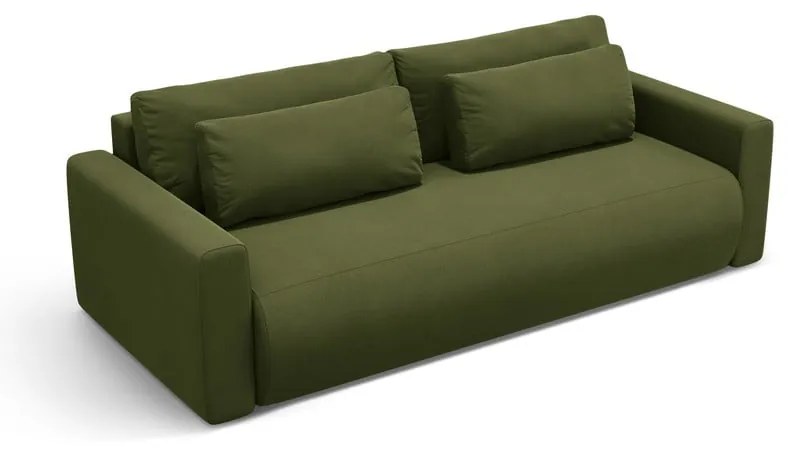 Zielona aksamitna rozkładana sofa ze schowkiem 238 cm Belfast – Cosmopolitan Design
