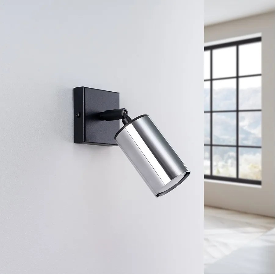 Kinkiety nowoczesny Glois, stal - 1 źródło światła 4000K - L.8 x H.18.5 cm - czarny/chrom