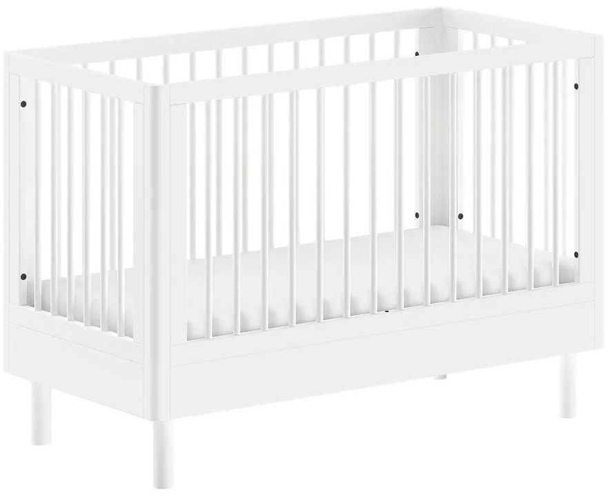 Białe łóżeczko z litego drewna bukowego z regulowaną wysokością 60x120 cm Forrest – Vipack