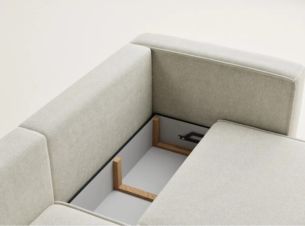 Kremowy rozkładany/ze schowkiem narożnik z tkaniny szenilowej (lewostronny/z szezlongiem) Velto – Maison de Rêve