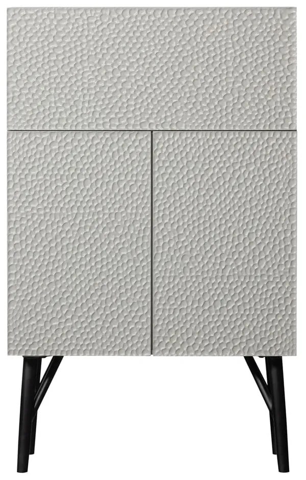 Jasnoszara szafka na wino z litego drewna mango 90x146x46 cm Carved – WOOOD