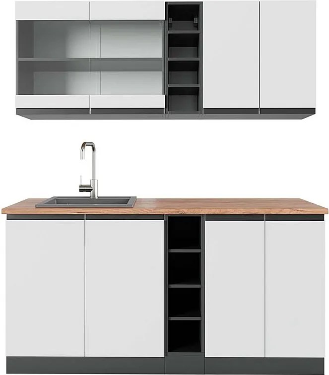 Pojedyncza kuchnia biały/antracyt 160x60x81.6 r-line