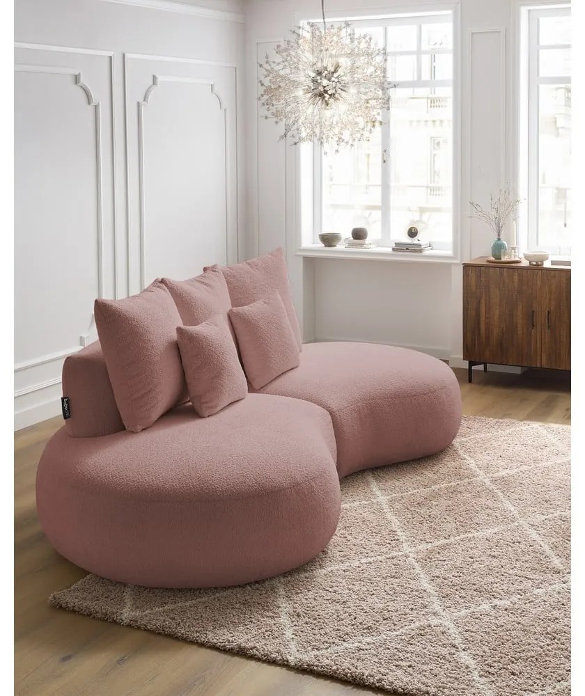 Różowa sofa z materiału bouclé 260 cm Saint-Germain – Bobochic Paris