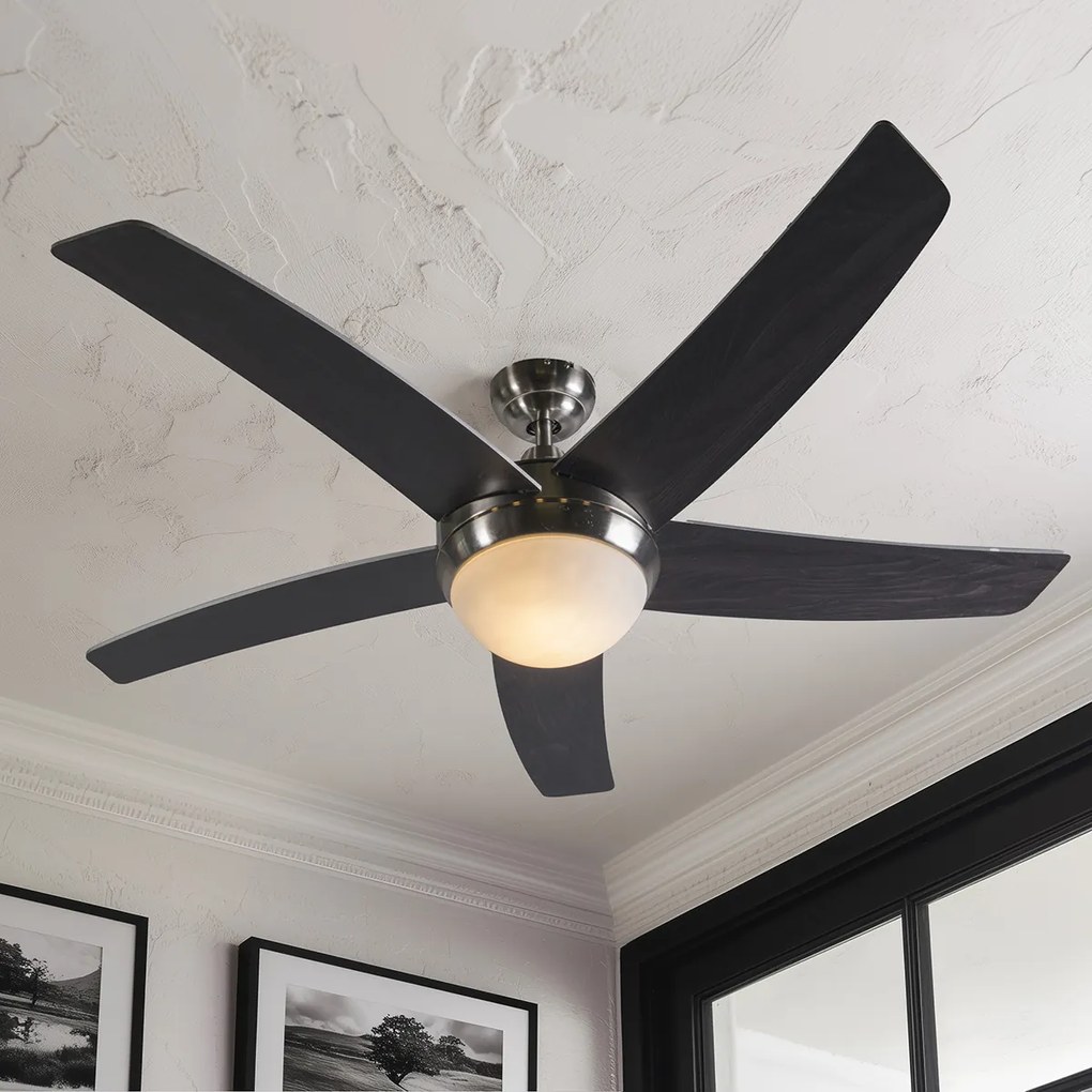 Wentylator sufitowy z lampa i pilotem stalowy 132 cm ze zdalnym sterowaniem - CoolDesignerski Oswietlenie wewnetrzne