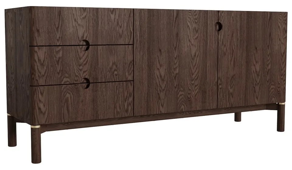 Ciemnobrązowa niska komoda w dekorze dębu 160x73 cm Arun – Unique Furniture