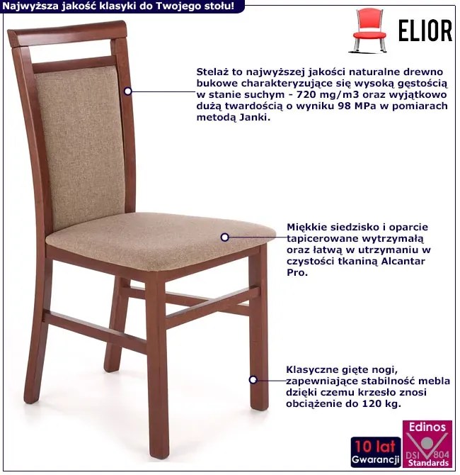 Klasyczne krzesło tapicerowane ciemny orzech + jasny brąz - Kensa 5X