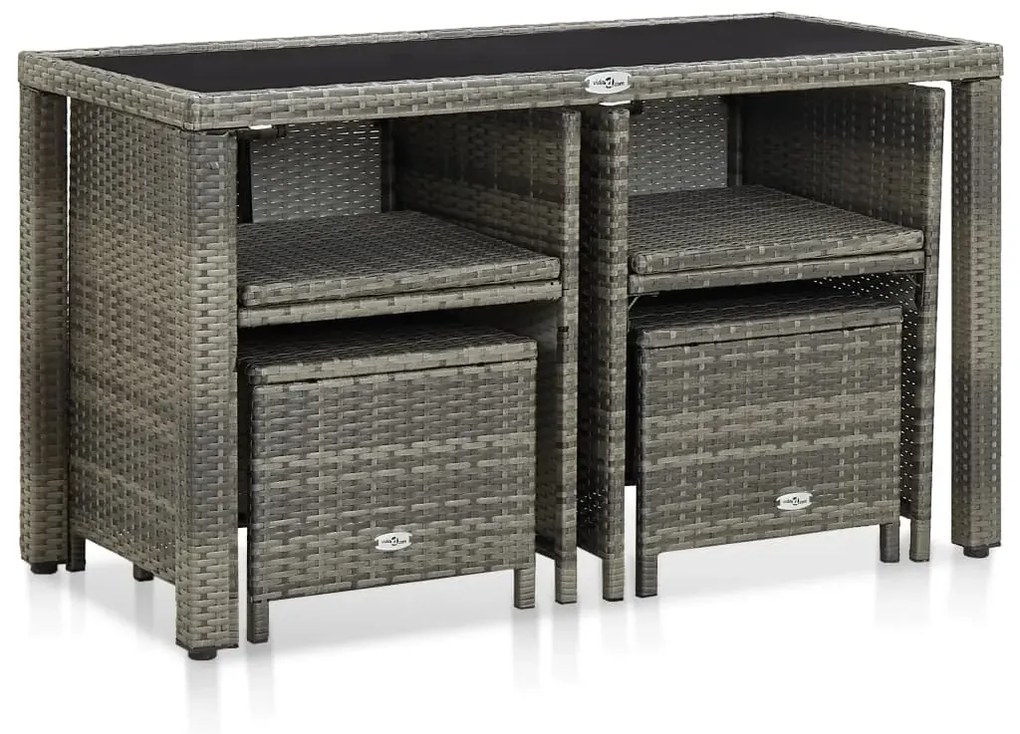 5-cz. szary zestaw rattanowy do ogrodu R5-B79