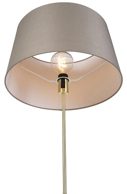 Lampa podłogowa złota/mosiężna z abażurem lnianym taupe 45 cm - ParteWiejski/ Rustykalny / Vintage Oswietlenie wewnetrzne