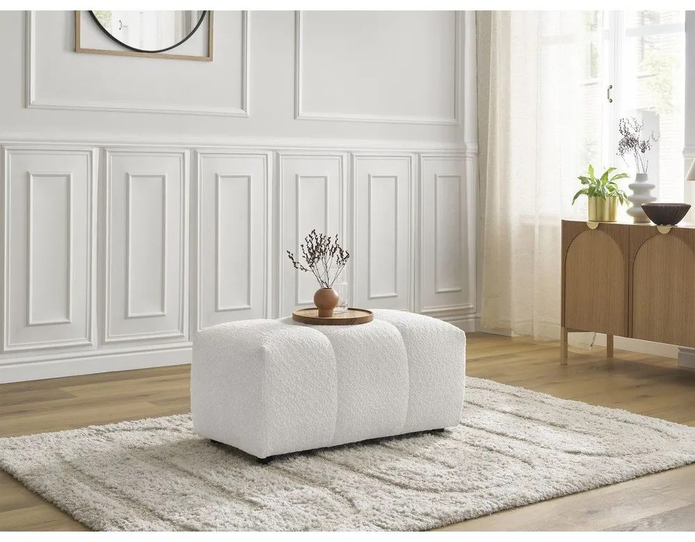 Biały podnóżek z materiału bouclé Roxelane – Bobochic Paris