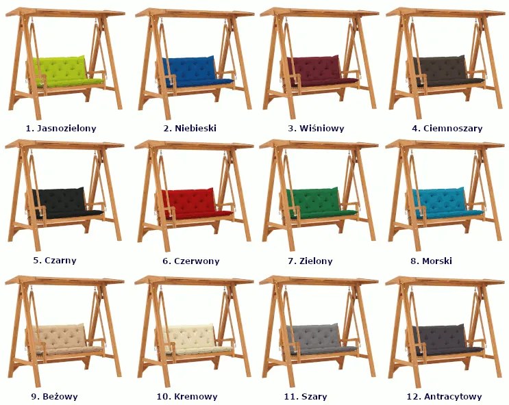 Huśtawka ogrodowa z ciemnoszarą poduszką -Zavo