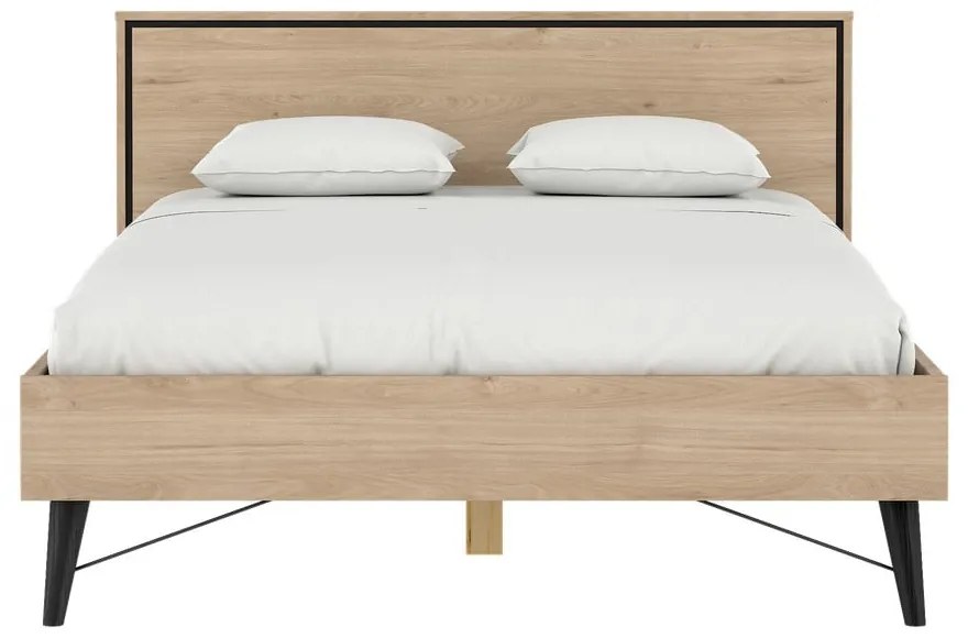Łóżko dwuosobowe w dekorze dębu ze stelażem 140x200 cm w naturalnym kolorze Ry – Tvilum