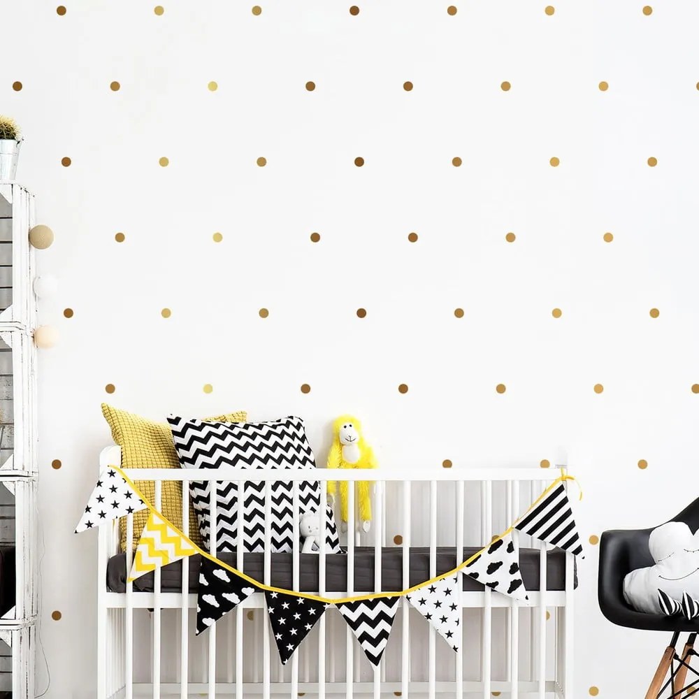 Zestaw naklejek dziecięcych na ścianę 100 szt. 2x2 cm Golden Points – Ambiance