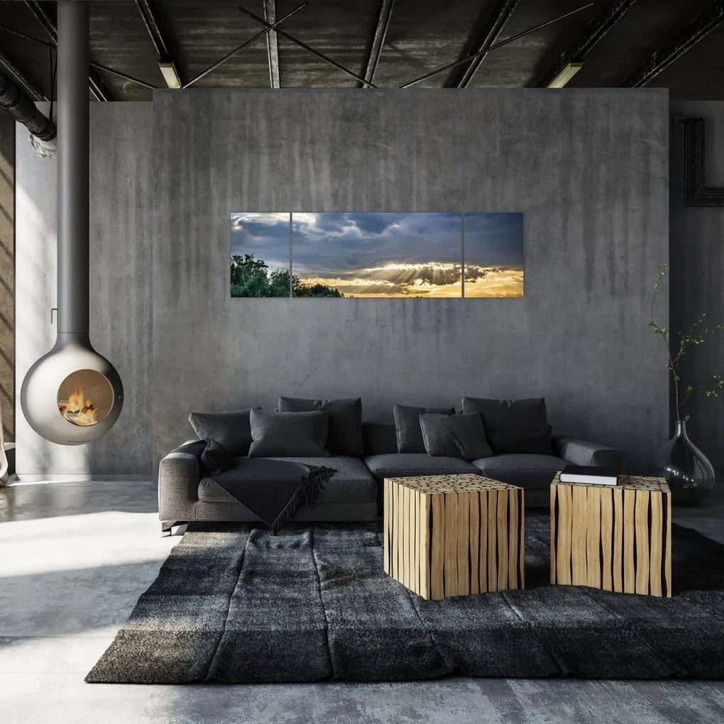 Obraz krajobraz z promieniami (170x50 cm)