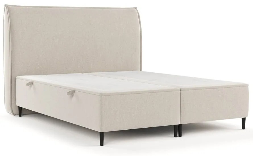 Beżowe tapicerowane łóżko dwuosobowe ze schowkiem 200x200 cm Draco – Maison de Rêve