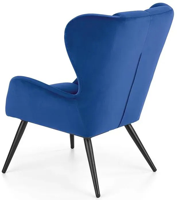 Granatowy pikowany fotel uszak T9-L77