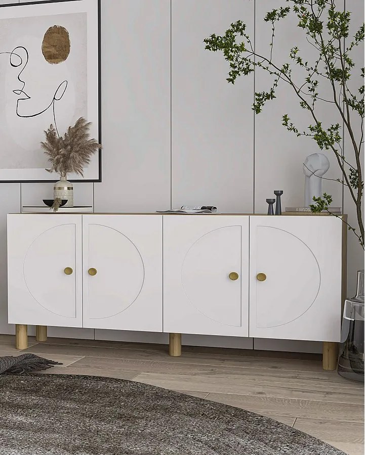 Komoda – 150 cm x 75 cm x 32 cm – Dąb szafirowy, biały – MDF