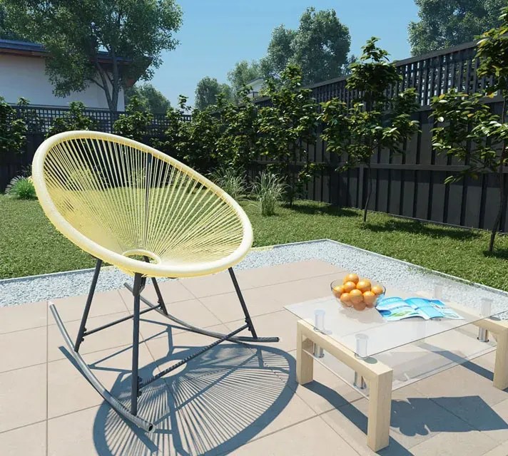 Beżowe bujane krzesło ogrodowe typu acapulco N9-C23