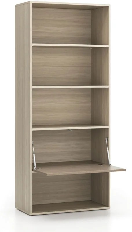 Regał biurowy wysoki LAYERS, 1 schowek, 800 x 400 x 1905, dąb naturalny / dąb bejcowany