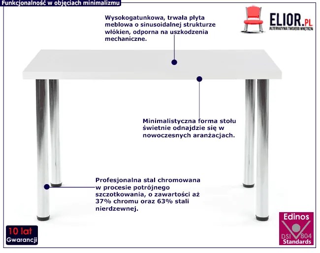 Biały minimalistyczny stół kuchenny Miren 6X