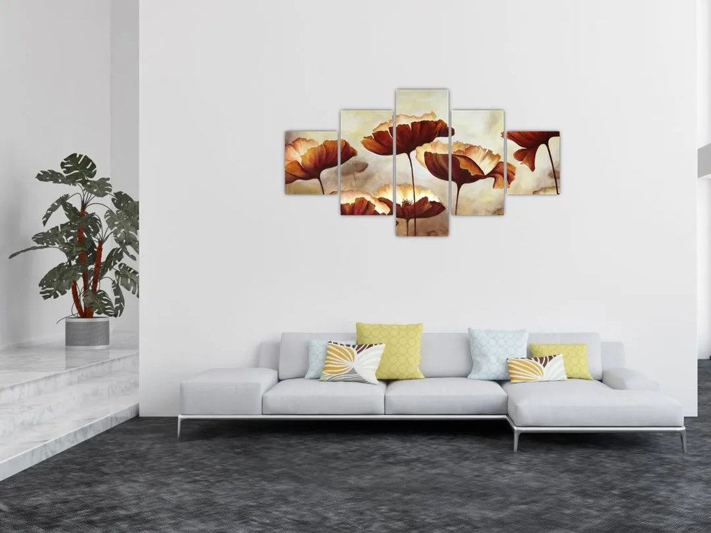 Obraz czerwonych kwiatów (125x70 cm)