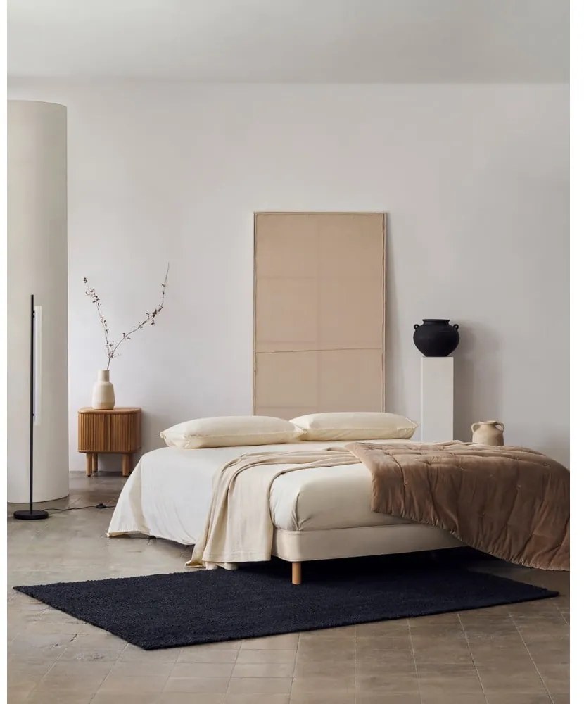 Beżowe tapicerowane łóżko dwuosobowe 150x190 cm Ofelia – Kave Home
