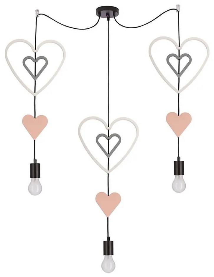 Dziecięca lampa wisząca na przewodzie TRIO 3xE27/20W/230V różowy/biały/szary