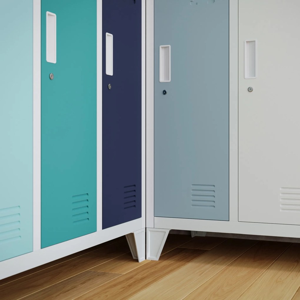 Szafa socjalna ubraniowa 10-drzwiowa BARTEK, 1360 x 1720 x 450 mm, szaro-wielokolorowa