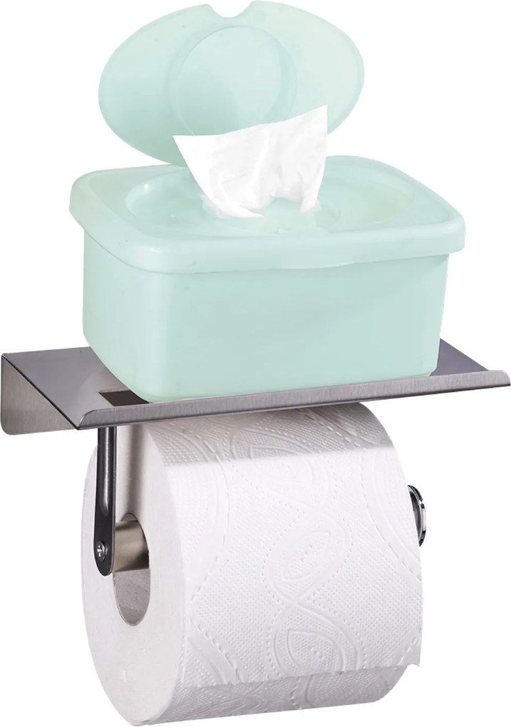 Uchwyt na papier toaletowy z półką na telefon, stal nierdzewna