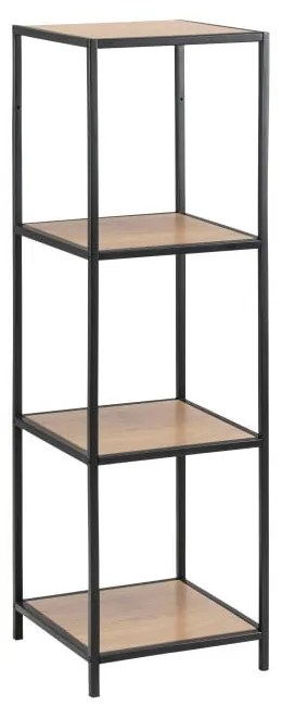 Czarno-naturalny regał w dekorze dębu 37x120 cm Seaford – Actona