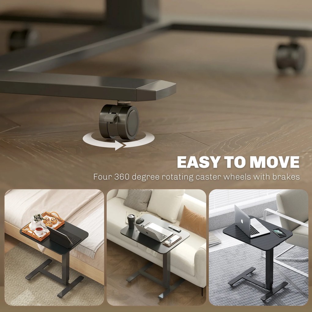 HOMCOM Biurko stojące Regulowane wysokościowo inkl. 4 kółka C-kształt 65 cm x 48 cm x 70-110 cm Czarny